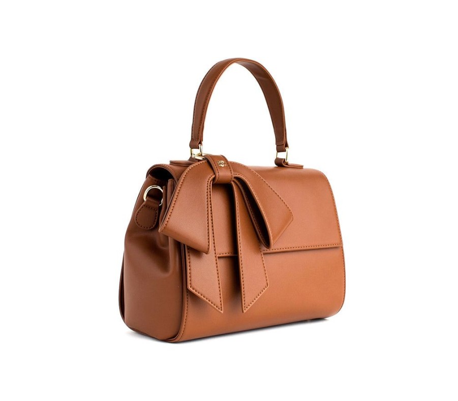 Handbags GUNAS NEW YORK | Gunas New York Cottontail Brown Vegan Leather Satchel Bag