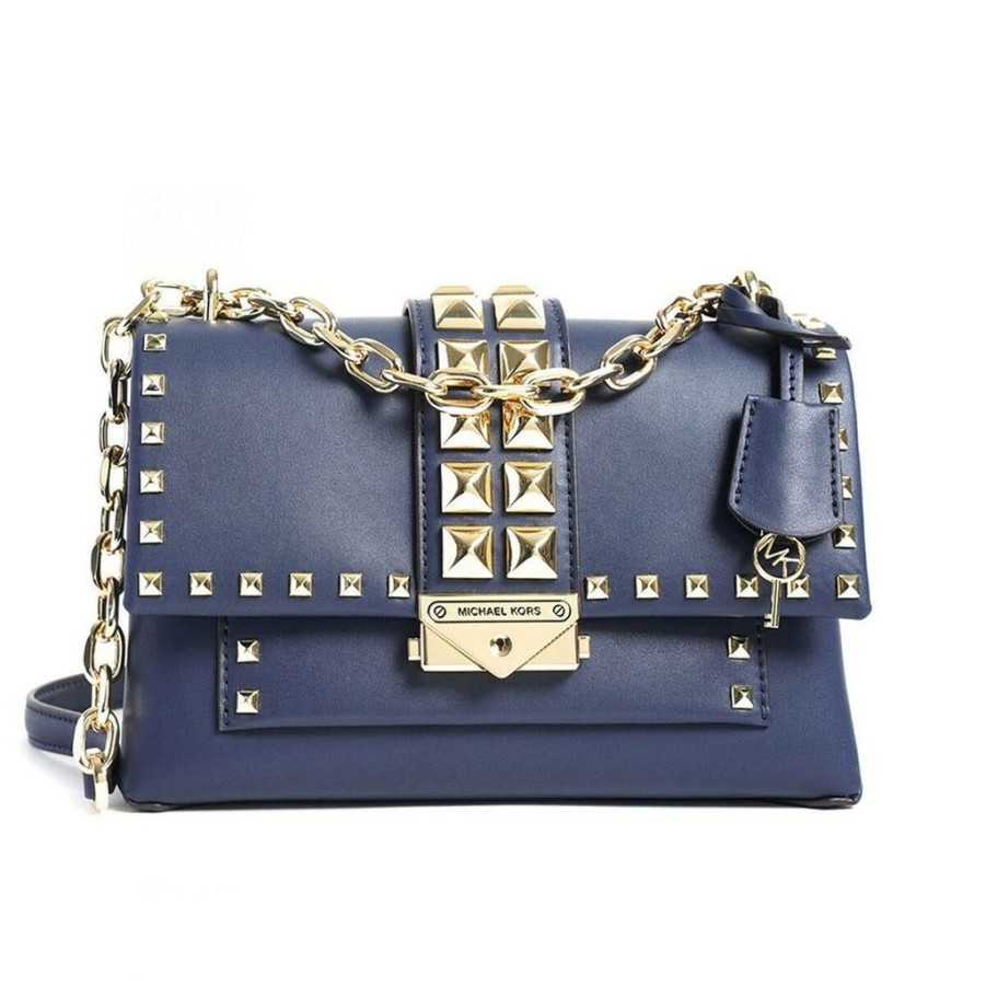 Handbags Michael Kors | Michael Kors Studded Shoulder Bag Crossbody 35F2G0Ef6O-Navy Blue 23 X 19 X 9 Cm