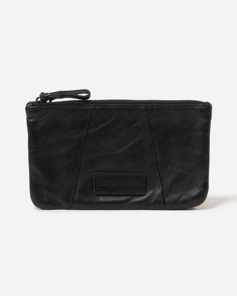 Wallets Stitch & Hide Pouch Wallets | Stitch & Hide Leather Lennox Pouch Black