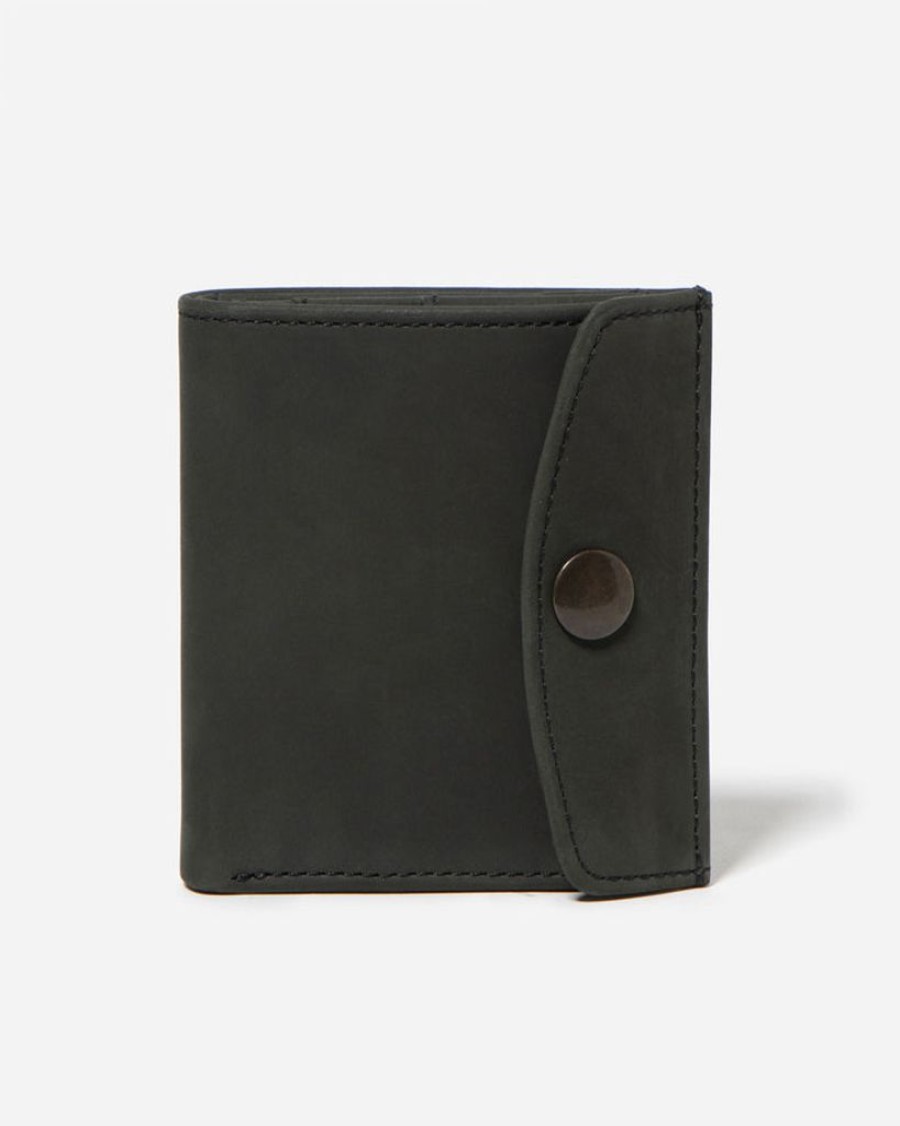 Wallets Stitch & Hide Bifold & Trifold Wallets | Stitch & Hide Leather Joey Bi-Fold Wallet Snap Closure Black