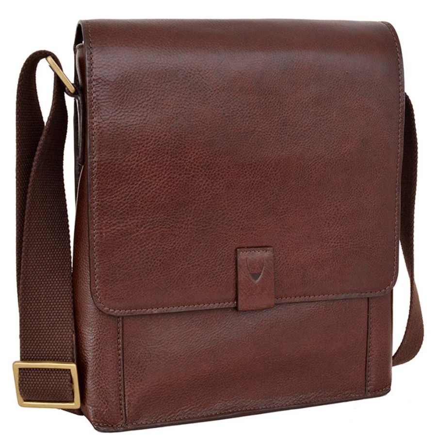 Men Hidesign Satchels & Messengers | Hidesign Aiden Medium Leather Messenger Cross Body Bag Brown