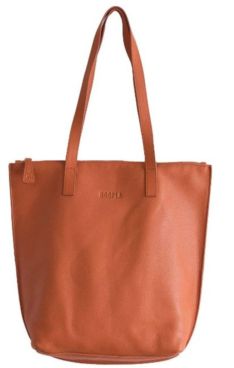 Handbags Hoopla | Hoopla Leather Small Zip Tote Ochre Brown