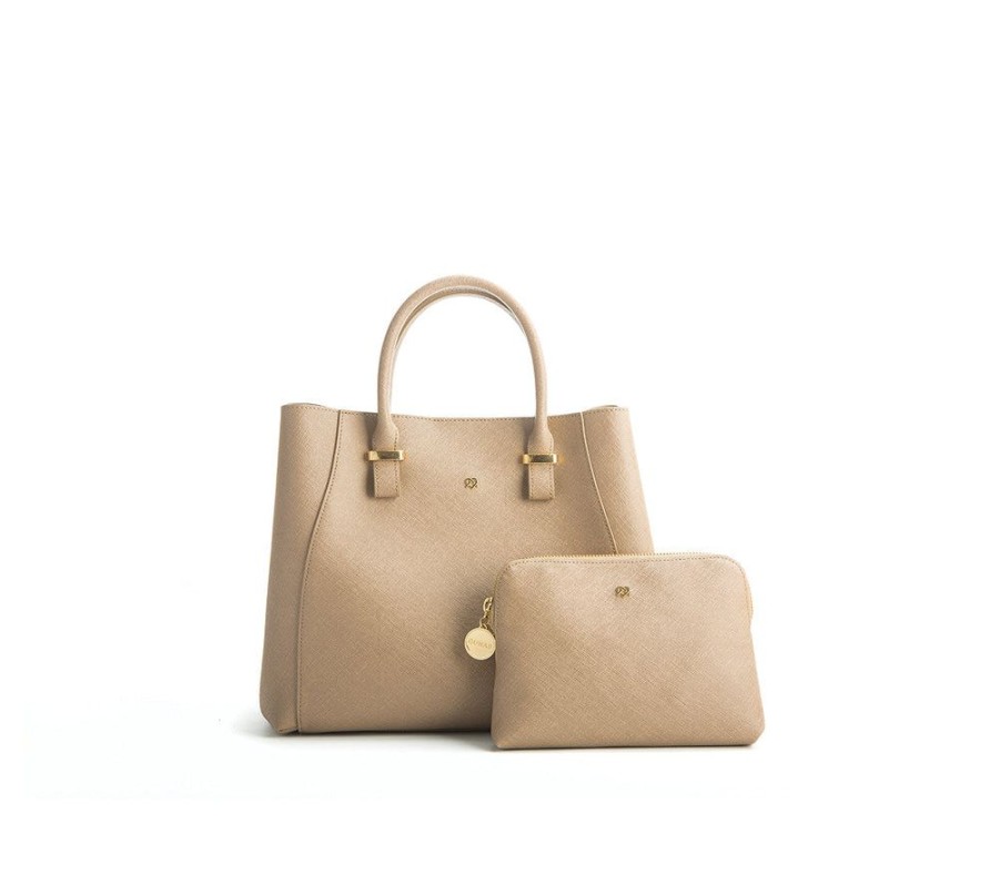 Handbags GUNAS NEW YORK | Gunas New York Jane Light Brown Vegan Leather Satchel