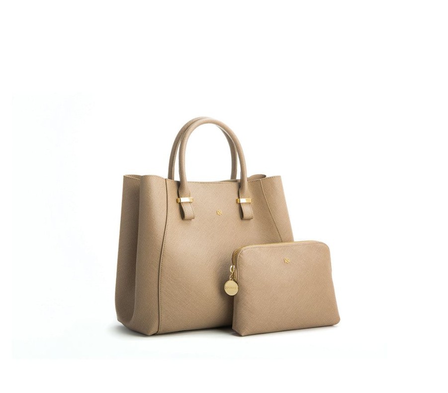 Handbags GUNAS NEW YORK | Gunas New York Jane Light Brown Vegan Leather Satchel