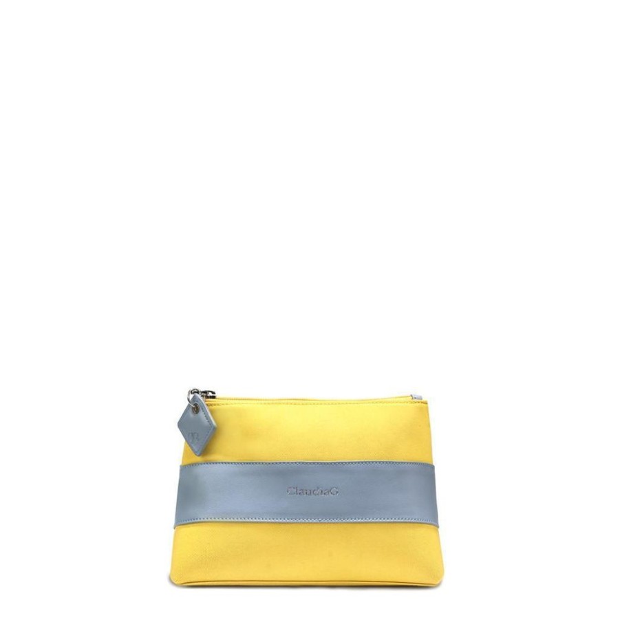 Women ClaudiaG Collection Cosmetic Bags | Caludiag Leather Beauty Pouch Yellow Pollen