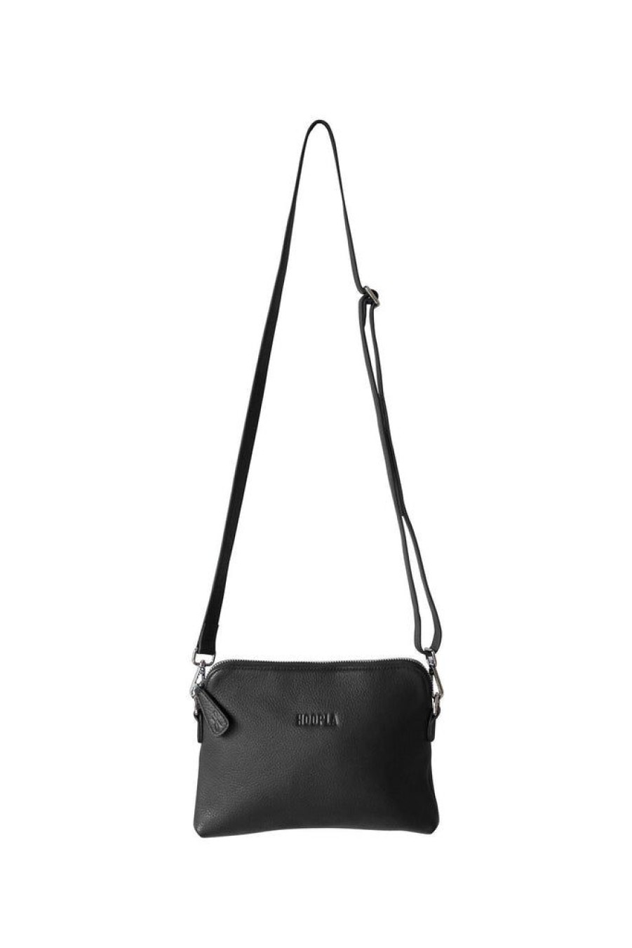 Handbags Hoopla | Hoopla Leather Mini Crossbody Slouch/Clutch Black