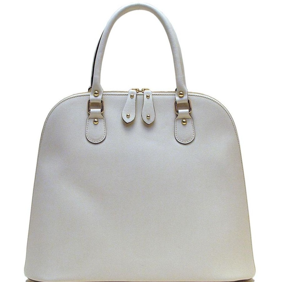 Handbags Floto Leather | Floto Leather Ragazza Satchel Bag Ivory