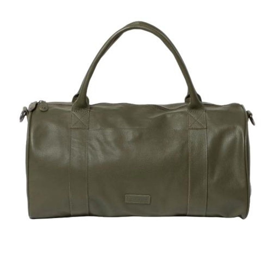 Handbags Stitch & Hide | Stitch & Hide Leather Globe Weekender Duffle Bag Olive Green - Free Wallet Pouch