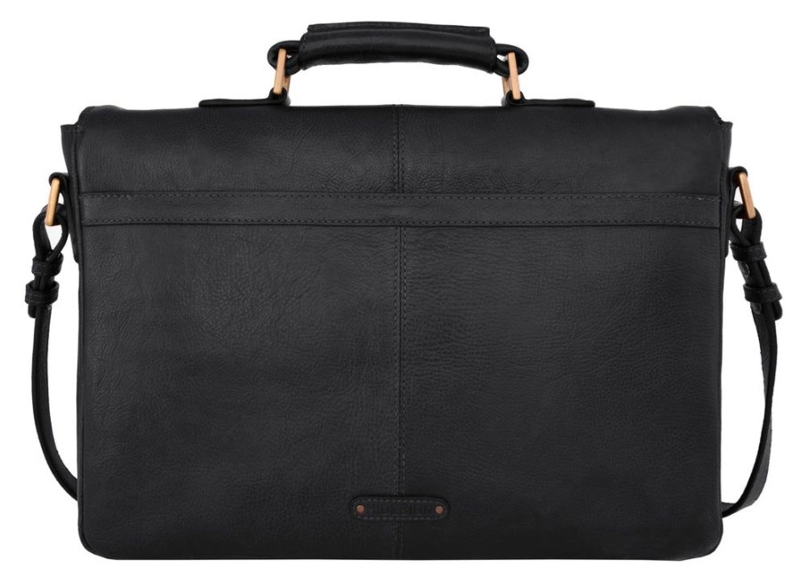 Men Hidesign Briefcases | Hidesign Parker Leather Medium Briefcase Black