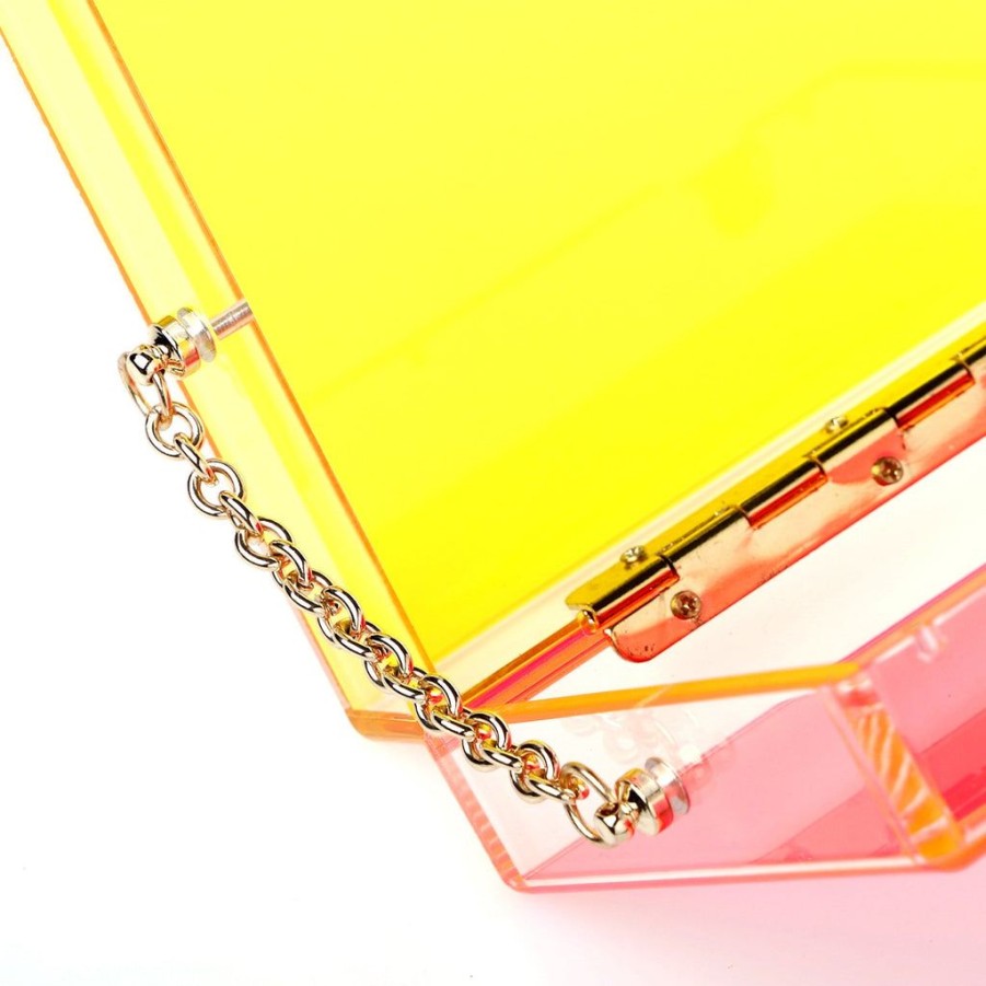 Handbags MILANBLOCKS | Trendy Two Tone Transparent Acrylic Clutch Neon