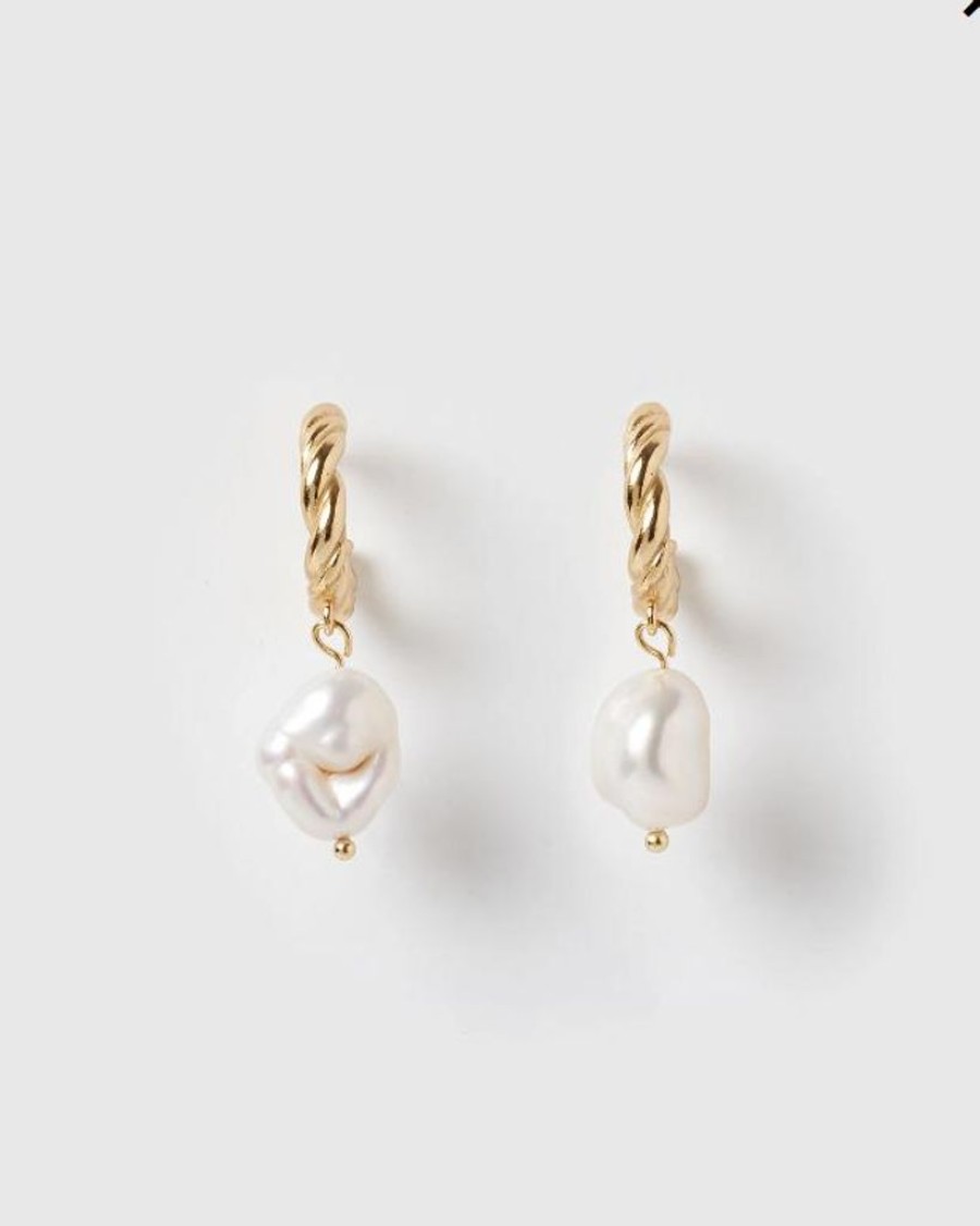 Jewellery Izoa Earrings | Izoa Darling Earrings Gold Freshwater Pearl