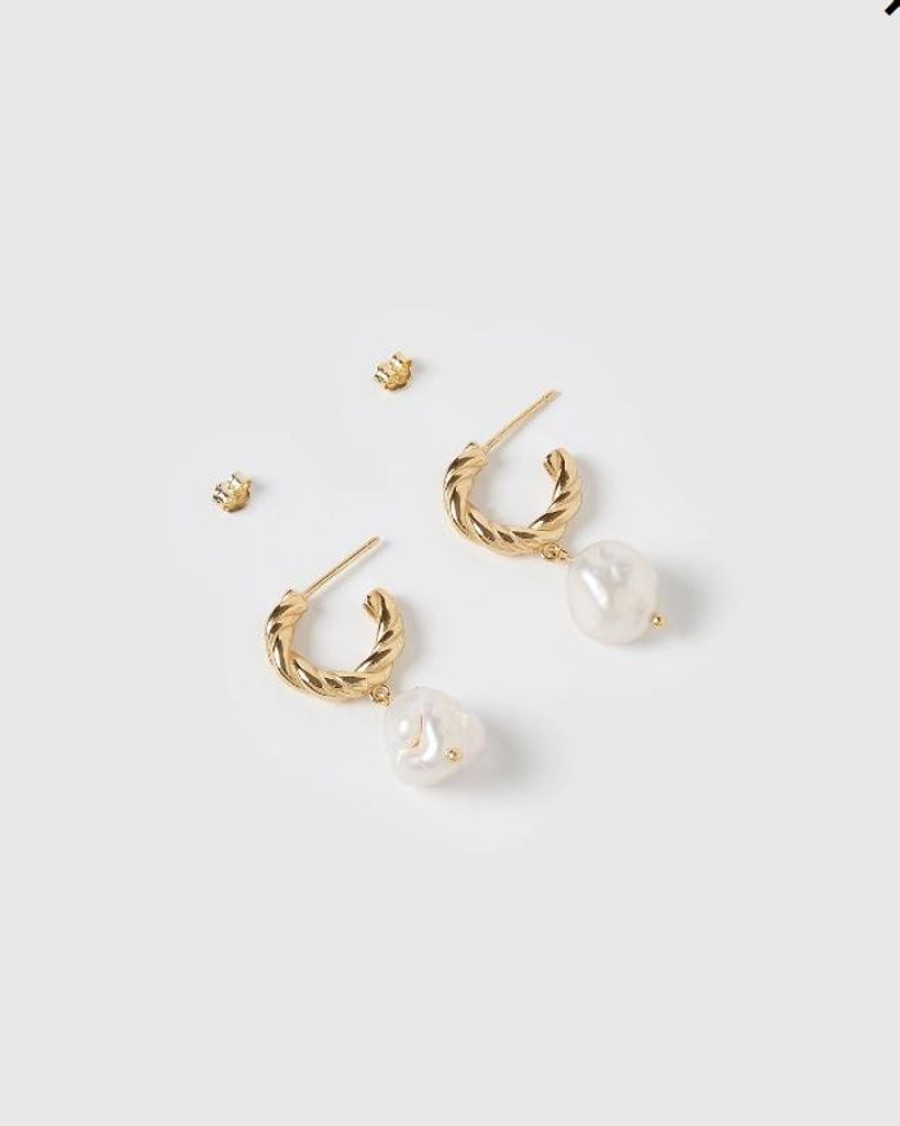 Jewellery Izoa Earrings | Izoa Darling Earrings Gold Freshwater Pearl