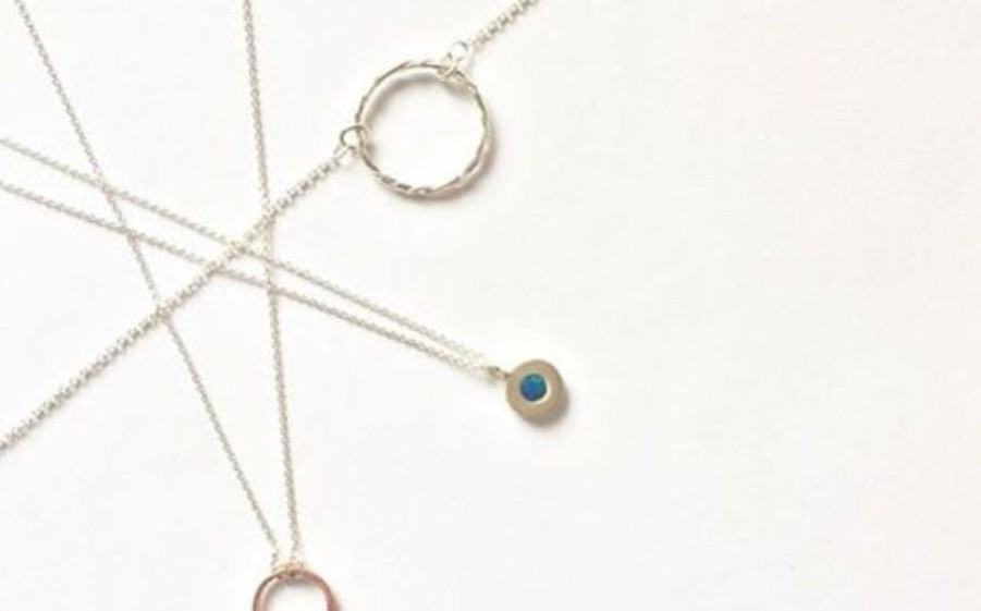 Jewellery Ichu Necklaces | Ichu Opal Petite Circle Sterling Silver Necklace