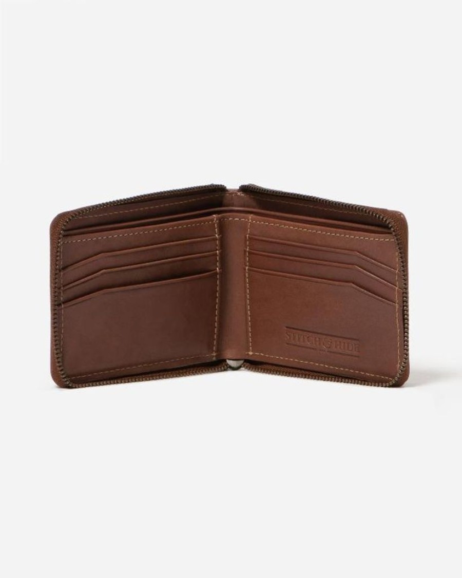 Wallets Stitch & Hide Bifold & Trifold Wallets | Stitch & Hide Leather William Zip Around Wallet Brown