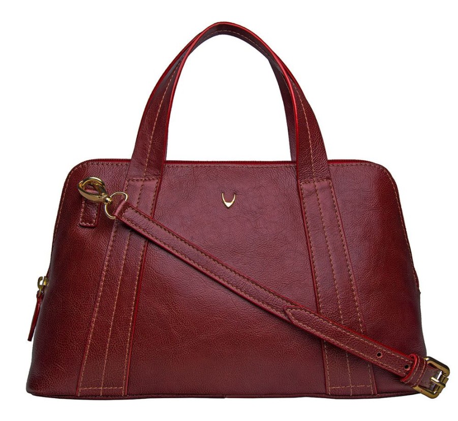 Handbags Hidesign | Hidesign Cerys Leather Satchel Bag Red