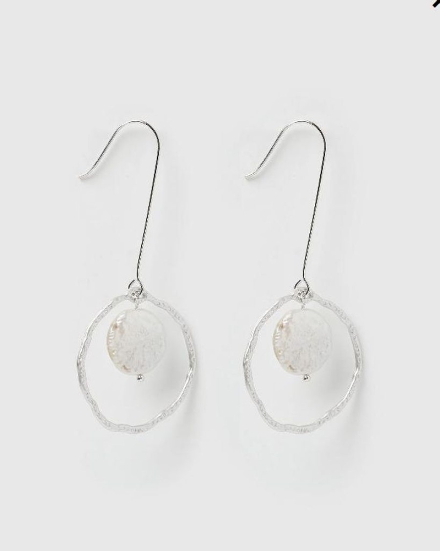 Jewellery Izoa Earrings | Izoa Astonish Earrings Silver Freshwater Pearl