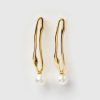 Jewellery Izoa Earrings | Izoa Midnight Drop Earrings Gold Freshwater Pearl