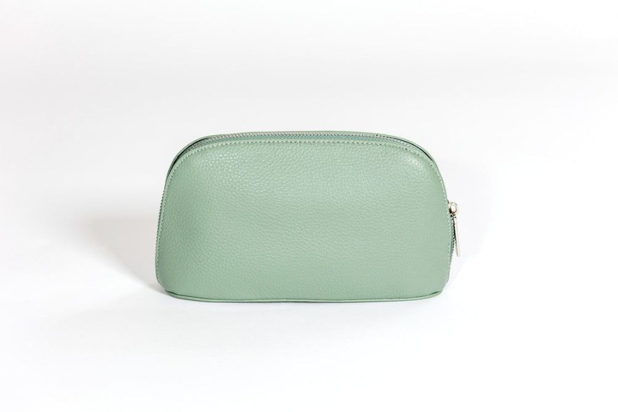 Women Hoopla Cosmetic Bags | Hoopla Leather Make-Up Bag Sage Green