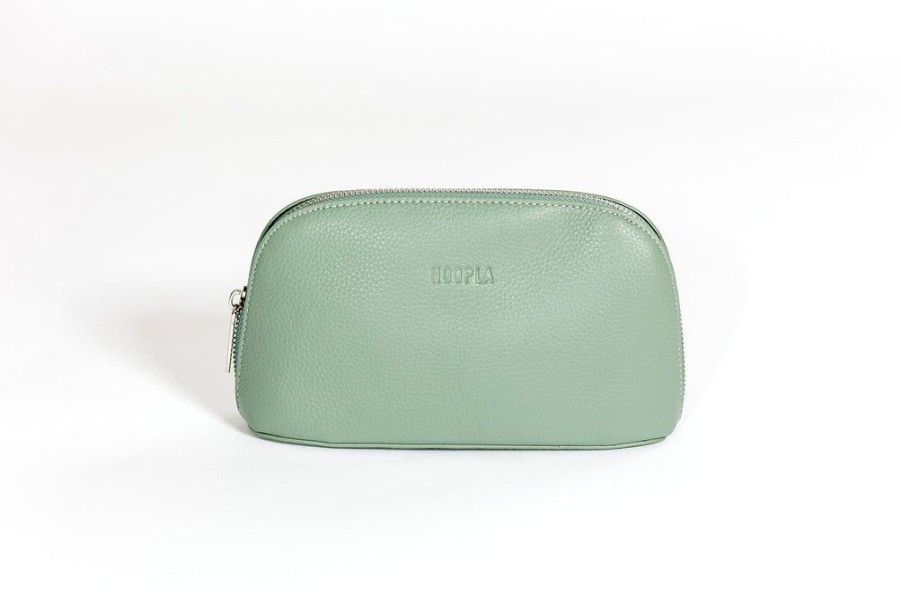 Women Hoopla Cosmetic Bags | Hoopla Leather Make-Up Bag Sage Green