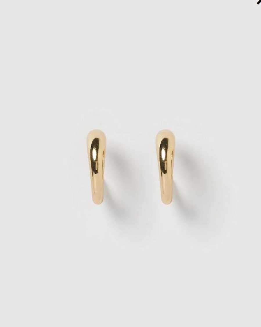 Jewellery Izoa Earrings | Izoa Jenni Curved Earrings Gold