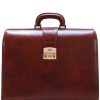 Men Floto Leather Briefcases | Floto Leather Ciabatta Combo Briefcase Vecchio Brown