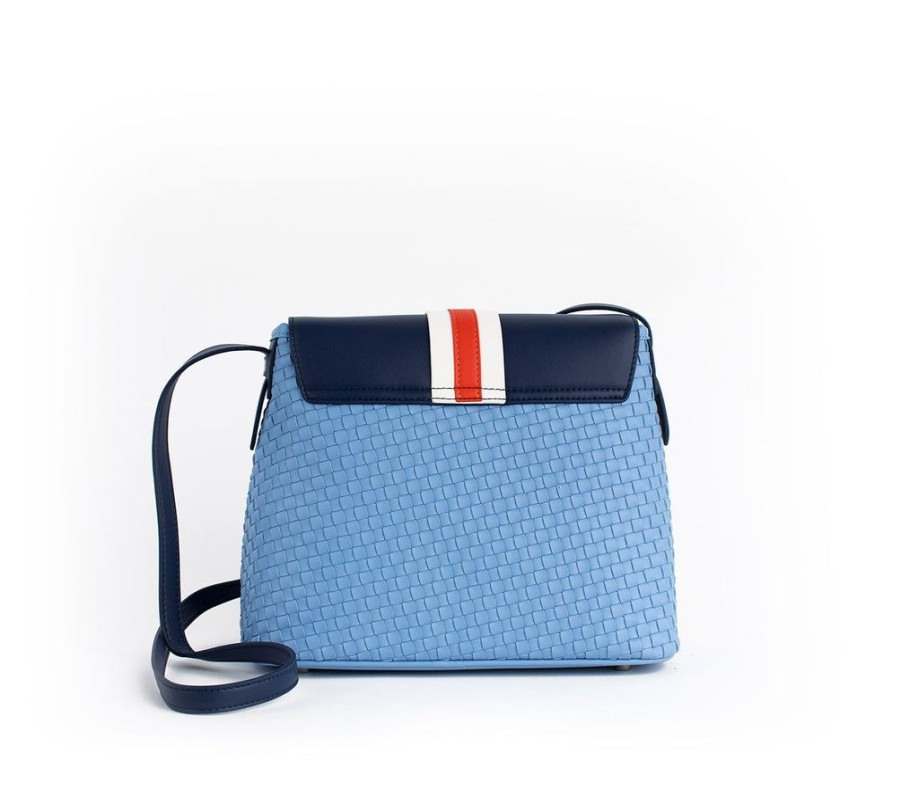 Handbags GUNAS NEW YORK | Gunas New York Kate Blue Vegan Basket Weave Crossbody Shoulder Bag