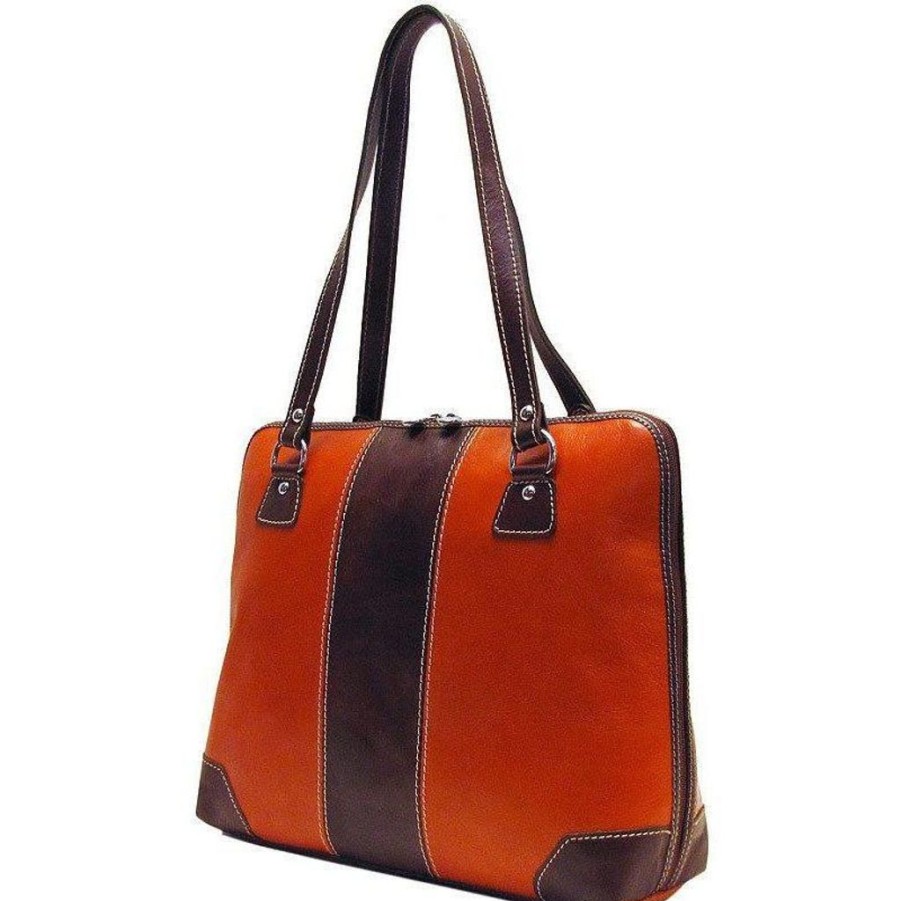 Handbags Floto | Floto Leather Toscana Shoulder Bag Orange U0026 Brown