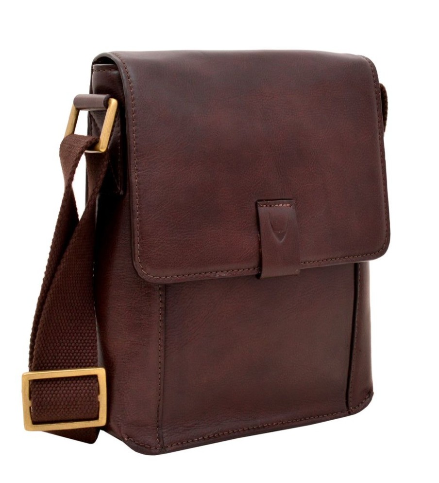 Men Hidesign Satchels & Messengers | Hidesign Aiden Small Leather Messenger Cross Body Bag Brown