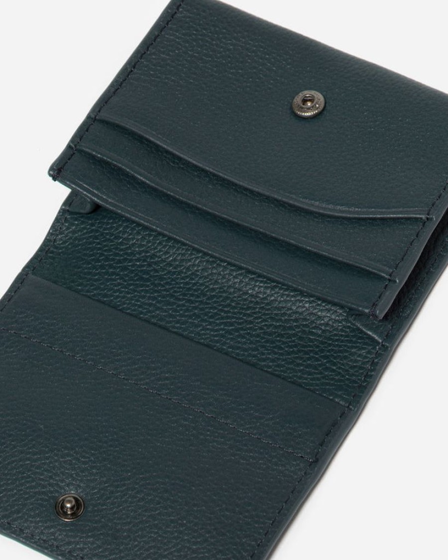 Wallets Stitch & Hide Bifold & Trifold Wallets | Stitch & Hide Leather Elliot Wallet Snap Button Sea Blue