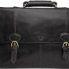 Men Hidesign Briefcases | Parker Men'S Leather Laptop Briefcase Black