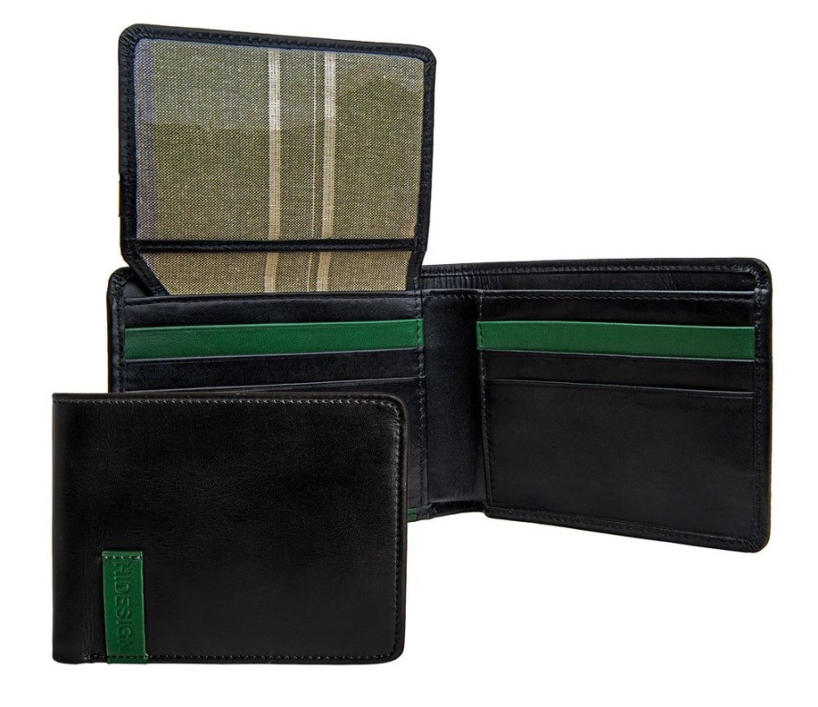 Wallets Hidesign Bifold & Trifold Wallets | Hidesign Dylan 05 Leather Multi-Compartment Trifold Wallet Black