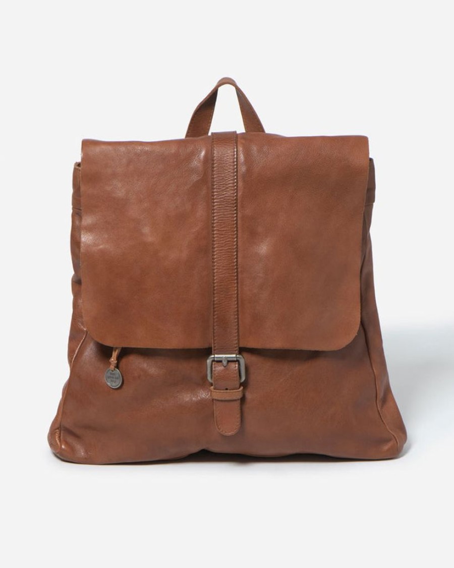 Handbags Stitch & Hide | Stitch & Hide Washed Leather Hamburg Backpack Saddle Brown - Free Wallet Pouch