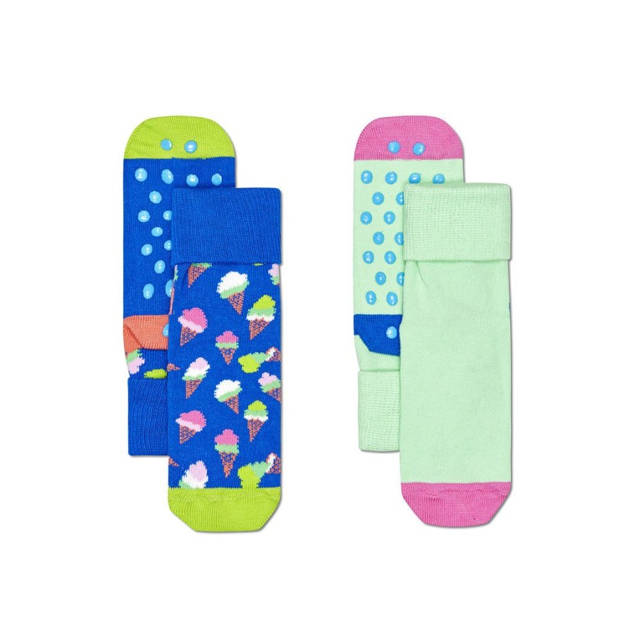 Kids Happy Socks Shoes & Socks | Happy Sockskids Anti Slip Ice Cream (6300) 2-Pack Happy Socks 2-3Y