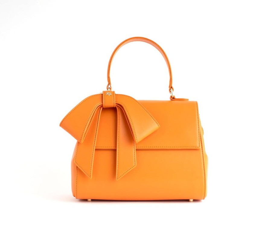 Handbags GUNAS NEW YORK | Gunas New York Cottontail Orange Vegan Leather Satchel Bag