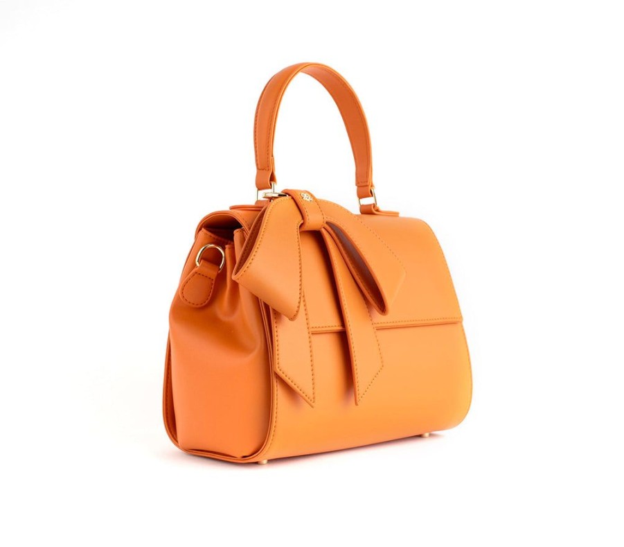 Handbags GUNAS NEW YORK | Gunas New York Cottontail Orange Vegan Leather Satchel Bag