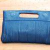 Handbags Pigeonhole | Pigeonhole Vanessa Blue Sliced Leather Clutch