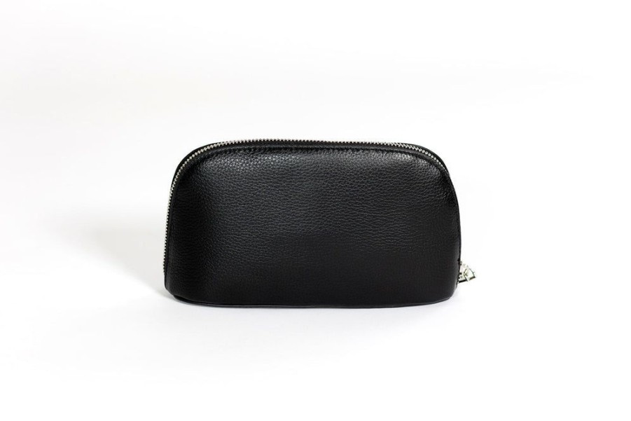 Women Hoopla Cosmetic Bags | Hoopla Leather Make-Up Bag Black