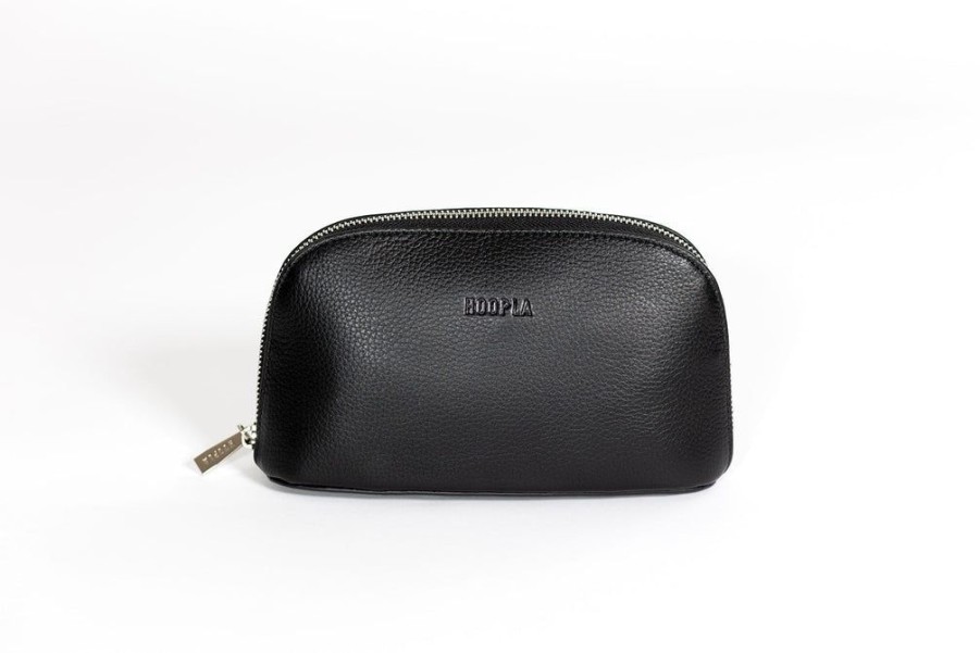 Women Hoopla Cosmetic Bags | Hoopla Leather Make-Up Bag Black