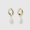 Jewellery Izoa Earrings | Izoa Forbidden Earrings Gold Freshwater Pearl