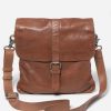 Handbags Stitch & Hide | Stitch & Hide Washed Leather Berlin Reporter/Shoulder Bag Saddle Brown - Free Wallet Pouch