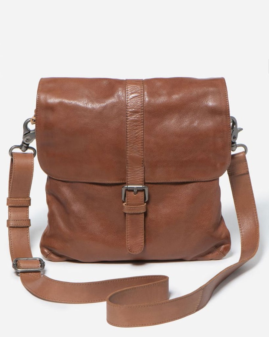 Handbags Stitch & Hide | Stitch & Hide Washed Leather Berlin Reporter/Shoulder Bag Saddle Brown - Free Wallet Pouch