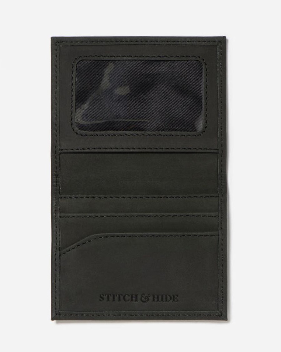 Wallets Stitch & Hide Card Holders | Stitch & Hide Leather Tim Card Holder Black