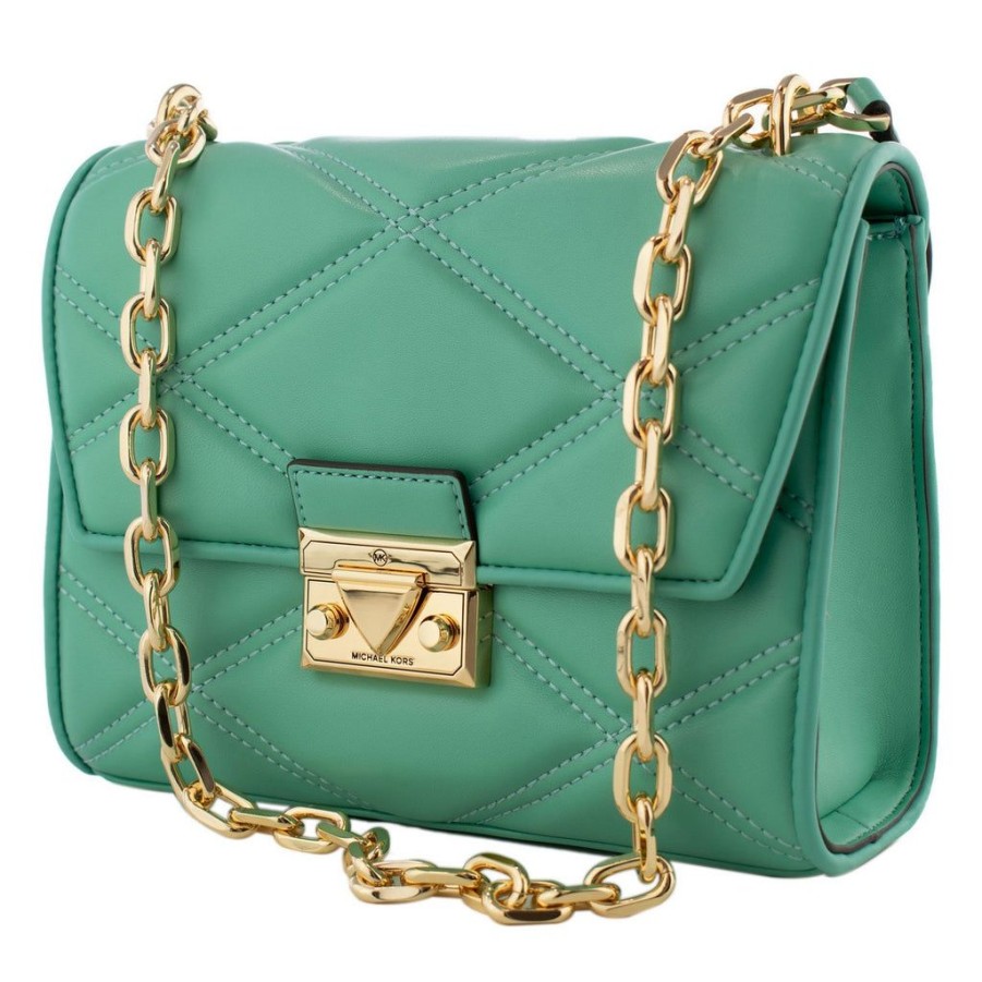 Handbags Michael Kors | Michael Kors Quilted Shoulder Bag 35S2Gnrl2U-Seafoam Blue 24 X 20 X 7 Cm