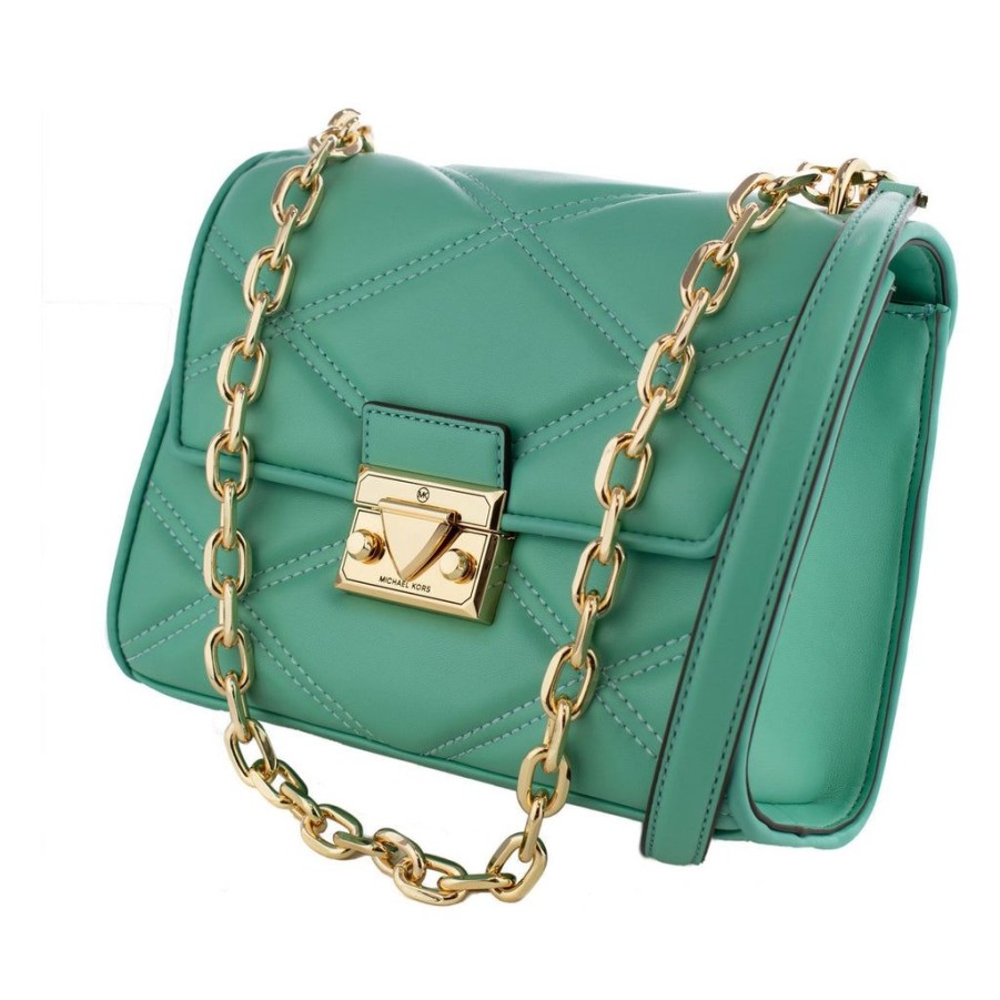 Handbags Michael Kors | Michael Kors Quilted Shoulder Bag 35S2Gnrl2U-Seafoam Blue 24 X 20 X 7 Cm