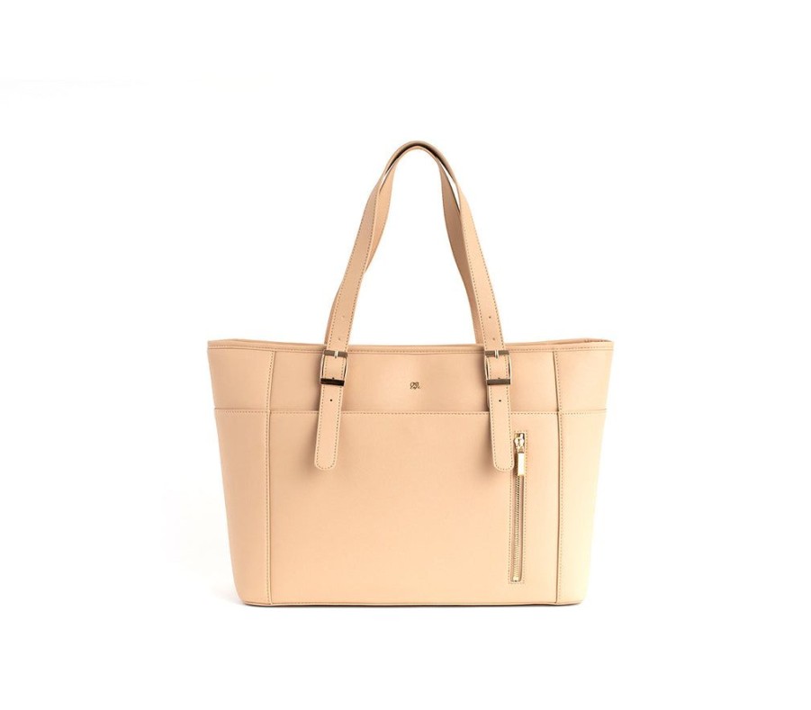 Handbags GUNAS NEW YORK | Gunas New York Miley Light Brown Vegan Leather Laptop Bag