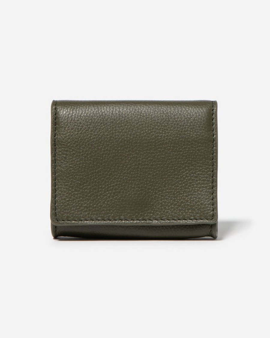 Wallets Stitch & Hide Bifold & Trifold Wallets | Stitch & Hide Leather Elliot Wallet Snap Button Olive Green