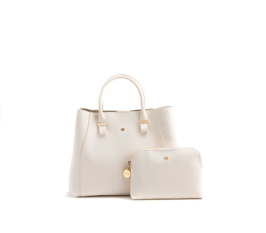 Handbags GUNAS NEW YORK | Gunas New York Jane Off White Vegan Leather Satchel