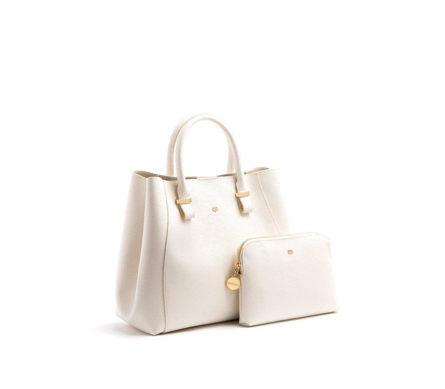 Handbags GUNAS NEW YORK | Gunas New York Jane Off White Vegan Leather Satchel