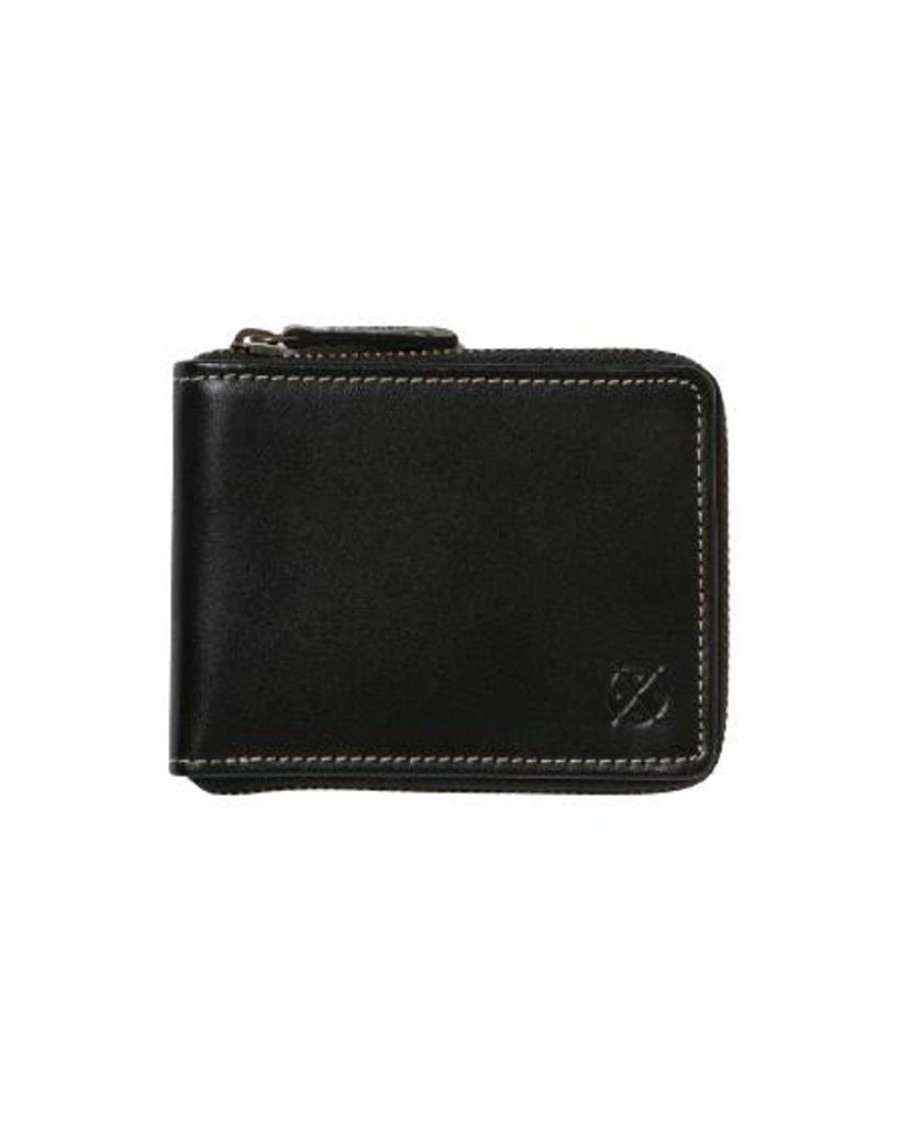 Wallets Stitch & Hide Bifold & Trifold Wallets | Stitch & Hide Leather William Zip Around Wallet Black