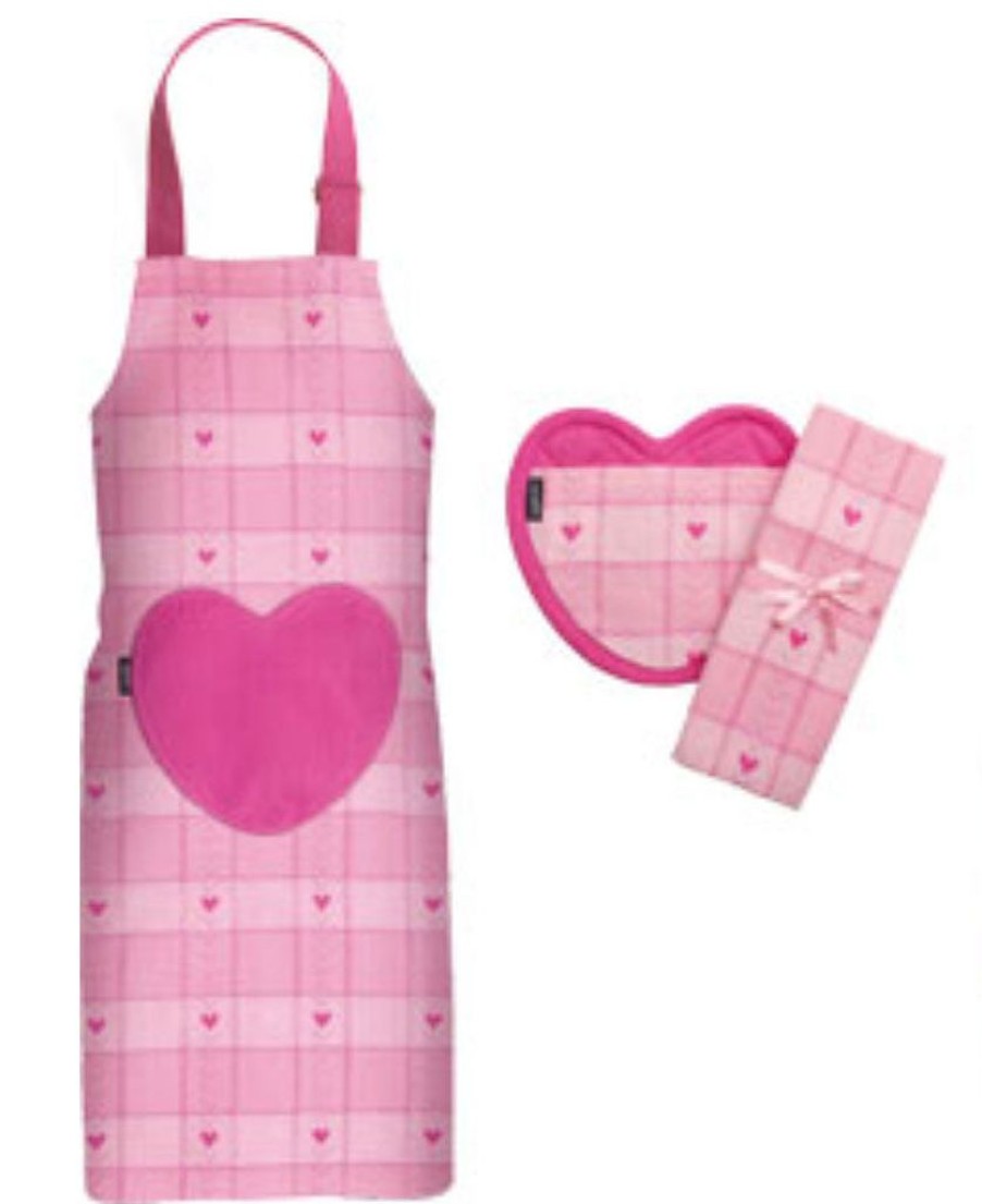 Kids Ogilvies Designs Cooking | Sweetheart 3 Piece Apron Set Pink